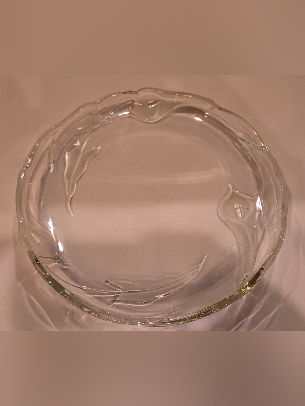 Vintage Round Clear & Frosted Glass Decorative Bowl - Brand Unknown